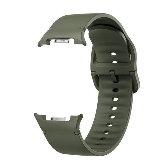 For Samsung Galaxy Watch8 40mm Diamond Bezel and Solid Color Stitched Silicone Watch Band(Army Green Black)