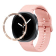 For Samsung Galaxy Watch8 40mm Diamond Bezel and Solid Color Stitched Silicone Watch Band(Pink Rose Gold) - free shipping - PMC TechLife - Order now!