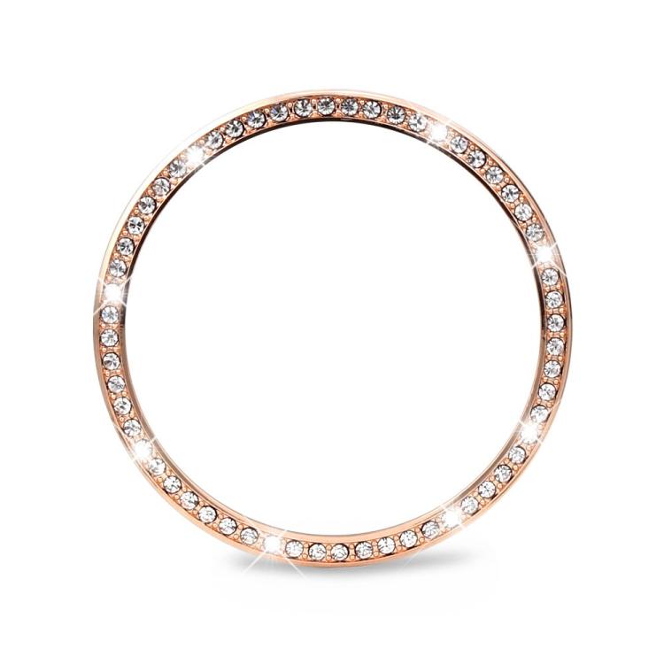 For Samsung Galaxy Watch8 40mm Diamond Bezel and Solid Color Stitched Silicone Watch Band(Pink Rose Gold)