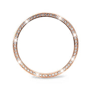 For Samsung Galaxy Watch8 40mm Diamond Bezel and Solid Color Stitched Silicone Watch Band(Pink Rose Gold)
