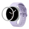 For Samsung Galaxy Watch8 44mm Rhombic Texture Bezel and Solid Color Stitched Silicone Watch Band(Official Purple Silver) - free shipping - PMC TechLife - Order now!