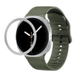 For Samsung Galaxy Watch8 44mm Rhombic Texture Bezel and Solid Color Stitched Silicone Watch Band(Army Green Silver) - free shipping - PMC TechLife - Order now!
