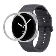 For Samsung Galaxy Watch8 44mm Rhombic Texture Bezel and Solid Color Stitched Silicone Watch Band(Dark Gray Silver)