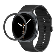 For Samsung Galaxy Watch8 44mm Rhombic Texture Bezel and Solid Color Stitched Silicone Watch Band(Black Black)