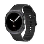 For Samsung Galaxy Watch8 44mm Rhombic Texture Bezel and Solid Color Stitched Silicone Watch Band(Black Black)