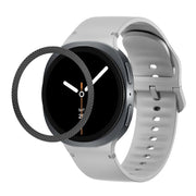 For Samsung Galaxy Watch8 44mm Rhombic Texture Bezel and Solid Color Stitched Silicone Watch Band(Gray Black)
