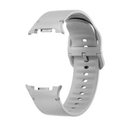 For Samsung Galaxy Watch8 44mm Rhombic Texture Bezel and Solid Color Stitched Silicone Watch Band(Gray Black)