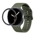For Samsung Galaxy Watch8 44mm Rhombic Texture Bezel and Solid Color Stitched Silicone Watch Band(Army Green Black) - free shipping - PMC TechLife - Order now!