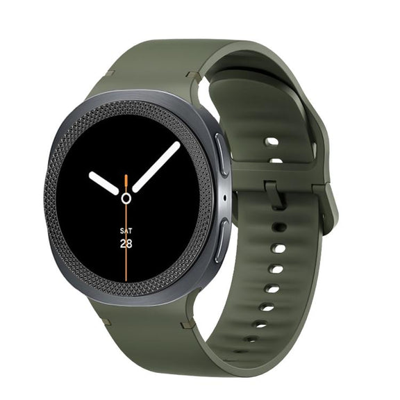 For Samsung Galaxy Watch8 44mm Rhombic Texture Bezel and Solid Color Stitched Silicone Watch Band(Army Green Black)
