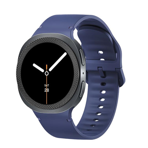 For Samsung Galaxy Watch8 44mm Rhombic Texture Bezel and Solid Color Stitched Silicone Watch Band(Midnight Blue Black)