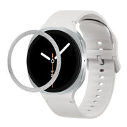 For Samsung Galaxy Watch8 40mm Rhombic Texture Bezel and Solid Color Stitched Silicone Watch Band(Lime White Silver)