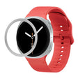 For Samsung Galaxy Watch8 40mm Rhombic Texture Bezel and Solid Color Stitched Silicone Watch Band(Red Silver) - free shipping - PMC TechLife - Order now!