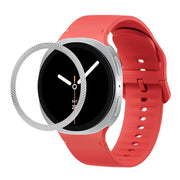 For Samsung Galaxy Watch8 40mm Rhombic Texture Bezel and Solid Color Stitched Silicone Watch Band(Red Silver)