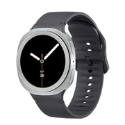 For Samsung Galaxy Watch8 40mm Rhombic Texture Bezel and Solid Color Stitched Silicone Watch Band(Dark Gray Silver)