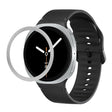 For Samsung Galaxy Watch8 40mm Rhombic Texture Bezel and Solid Color Stitched Silicone Watch Band(Black Silver) - free shipping - PMC TechLife - Order now!