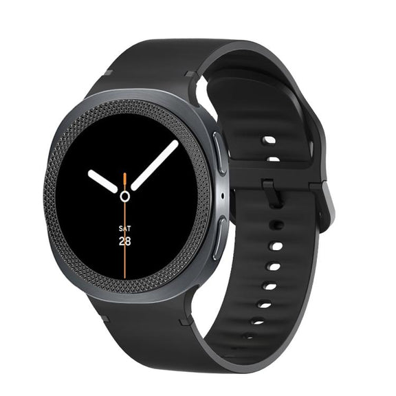 For Samsung Galaxy Watch8 40mm Rhombic Texture Bezel and Solid Color Stitched Silicone Watch Band(Black Black)
