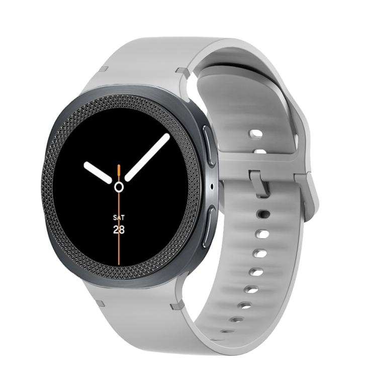 For Samsung Galaxy Watch8 40mm Rhombic Texture Bezel and Solid Color Stitched Silicone Watch Band(Gray Black)