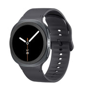 For Samsung Galaxy Watch8 40mm Rhombic Texture Bezel and Solid Color Stitched Silicone Watch Band(Dark Gray Black)