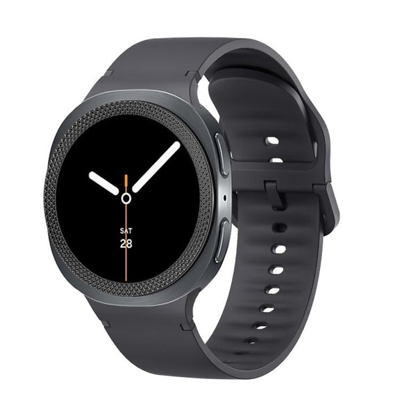 For Samsung Galaxy Watch8 40mm Rhombic Texture Bezel and Solid Color Stitched Silicone Watch Band(Dark Gray Black)