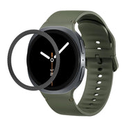 For Samsung Galaxy Watch8 40mm Rhombic Texture Bezel and Solid Color Stitched Silicone Watch Band(Army Green Black)