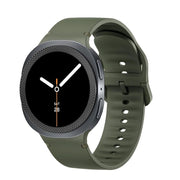 For Samsung Galaxy Watch8 40mm Rhombic Texture Bezel and Solid Color Stitched Silicone Watch Band(Army Green Black)