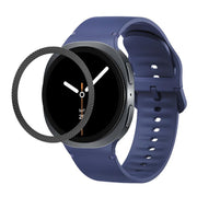 For Samsung Galaxy Watch8 40mm Rhombic Texture Bezel and Solid Color Stitched Silicone Watch Band(Midnight Blue Black)