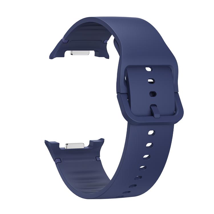 For Samsung Galaxy Watch8 40mm Rhombic Texture Bezel and Solid Color Stitched Silicone Watch Band(Midnight Blue Black)