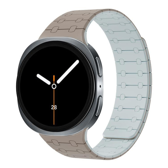 For Samsung Galaxy Watch8 / Watch8 Classic Integrated Magnetic Silicone Watch Band(Khaki+Light Cyan)
