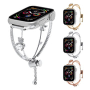For Apple Watch 46mm / 49mm / 45mm / 44mm Copper-Inlaid Bear Zircon Bracelet Watch Band(Siver)