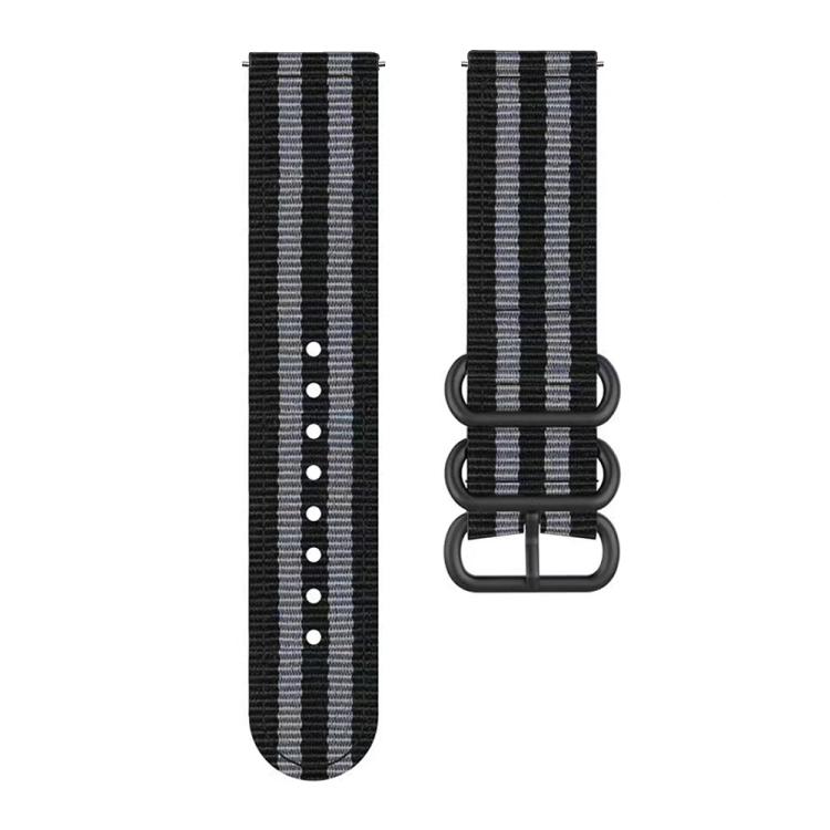 For Garmin Venu X1 Ring Buckle Nylon Canvas Watch Band(Black Gray)
