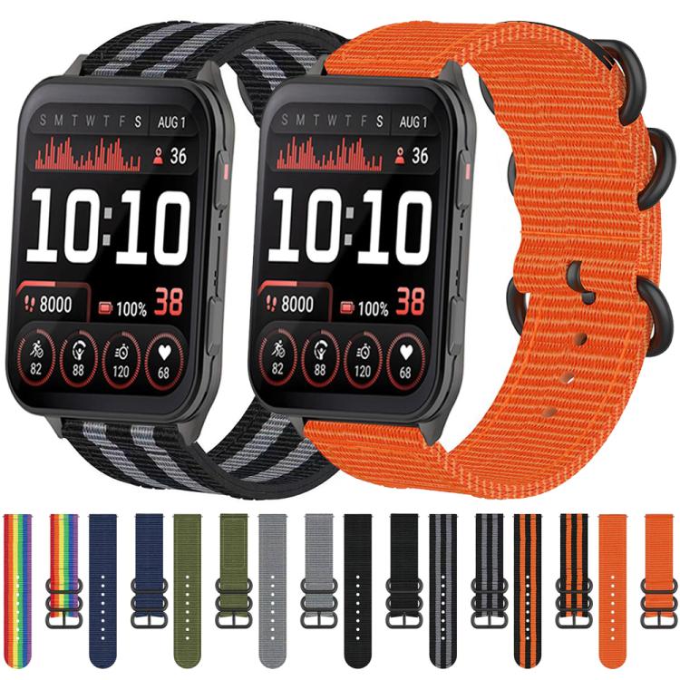 For Garmin Venu X1 Ring Buckle Nylon Canvas Watch Band(Rainbow)