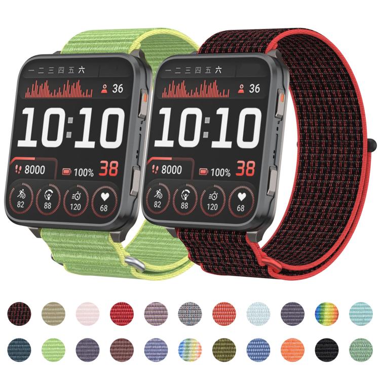 For Garmin Venu X1 Two Section Metal Ring Nylon Hook and Loop Fastener Watch Band(Olive)