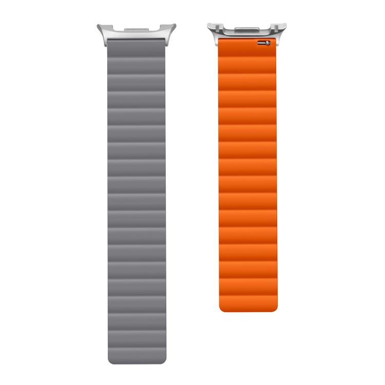 For Samsung Galaxy Watch8 / Watch8 Classic Magnetic Silicone Watch Band(Gray+Orange)
