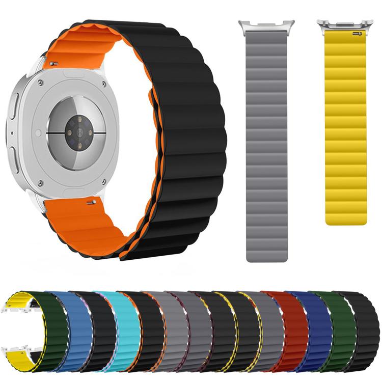 For Samsung Galaxy Watch8 / Watch8 Classic Magnetic Silicone Watch Band(Gray+Yellow)