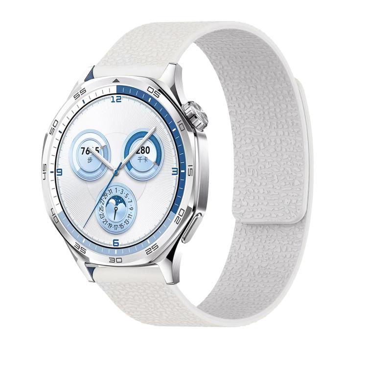 18mm Lychee Texture Soft Magnetic Silicone Watch Band(White)