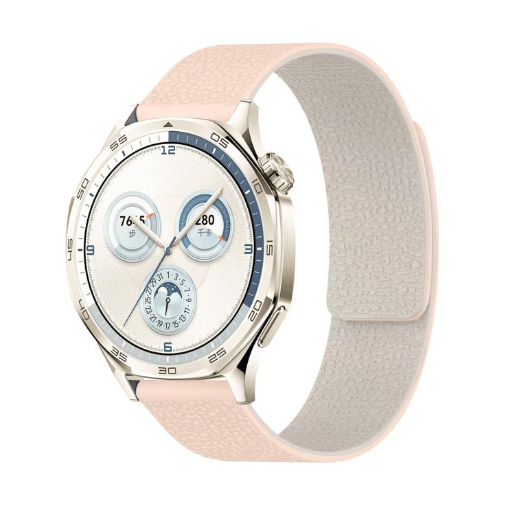 18mm Lychee Texture Soft Magnetic Silicone Watch Band(Milk Tea White)