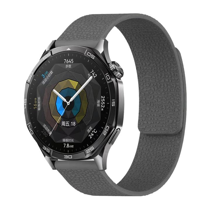 20mm Lychee Texture Soft Magnetic Silicone Watch Band(Gray)