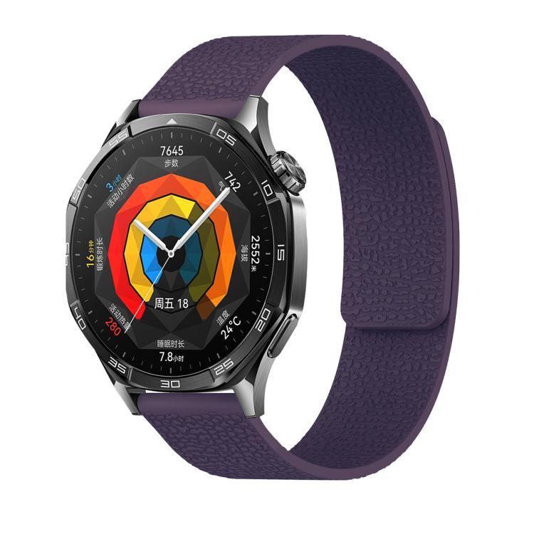 20mm Lychee Texture Soft Magnetic Silicone Watch Band(Purple)