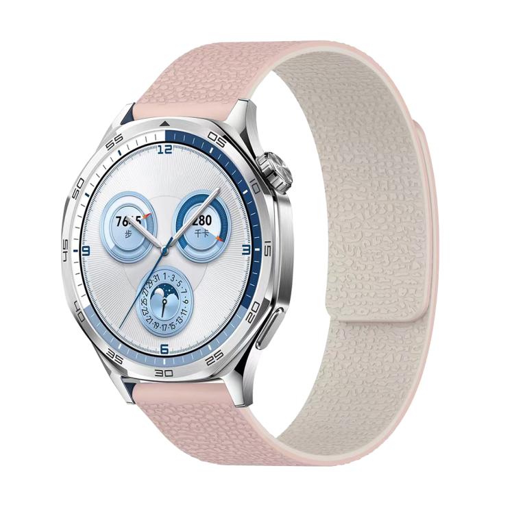 20mm Lychee Texture Soft Magnetic Silicone Watch Band(Pink Starlight)