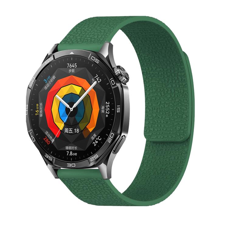 22mm Lychee Texture Soft Magnetic Silicone Watch Band(Green)