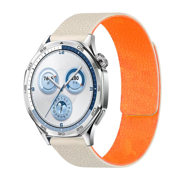 22mm Lychee Texture Soft Magnetic Silicone Watch Band(Starlight Orange)
