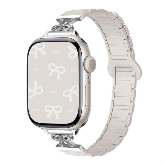 For Apple Watch 46mm / 49mm / 45mm / 44mm Bow Small Waist Magnetic Silicone Watch Band(Starlight)