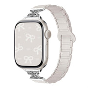 For Apple Watch 42mm / 41mm / 40mm / 38mm Bow Small Waist Magnetic Silicone Watch Band(Starlight)