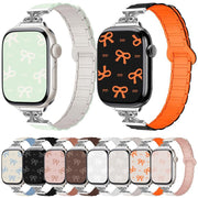 For Apple Watch 42mm / 41mm / 40mm / 38mm Bow Small Waist Magnetic Silicone Watch Band(Starlight)
