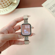 For Apple Watch 46mm / 49mm / 45mm / 44mm Bow Small Waist Magnetic Silicone Watch Band(Ceramic White)
