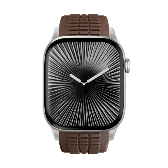 For Apple Watch 46mm / 49mm / 45mm / 44mm Knurled Texture Folding Buckle Silicone Watch Band(Titanium Curry)
