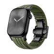 For Apple Watch 46mm / 49mm / 45mm / 44mm Knurled Texture Folding Buckle Silicone Watch Band(Black Green) - free shipping - PMC TechLife - Order now!