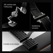 For Apple Watch 46mm / 49mm / 45mm / 44mm Knurled Texture Folding Buckle Silicone Watch Band(Black Red)