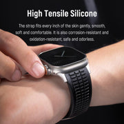 For Apple Watch 46mm / 49mm / 45mm / 44mm Knurled Texture Folding Buckle Silicone Watch Band(Black Curry)