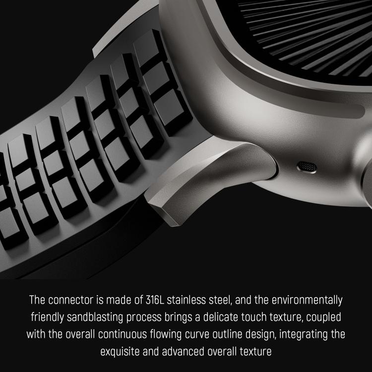 For Apple Watch 46mm / 49mm / 45mm / 44mm Knurled Texture Folding Buckle Silicone Watch Band(Titanium Black)
